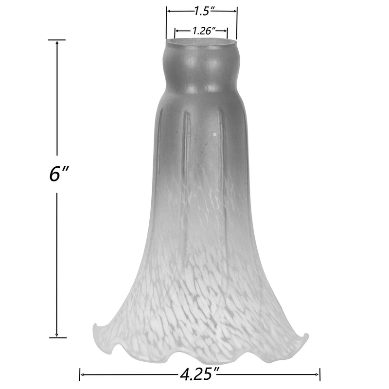Bieye LS10 Lily Flower Blown Glass Lampshade (White, Opening I.D. 1.26" x O.D. 1.5") Opening I.D. 1.26" x O.D. 1.5" White
