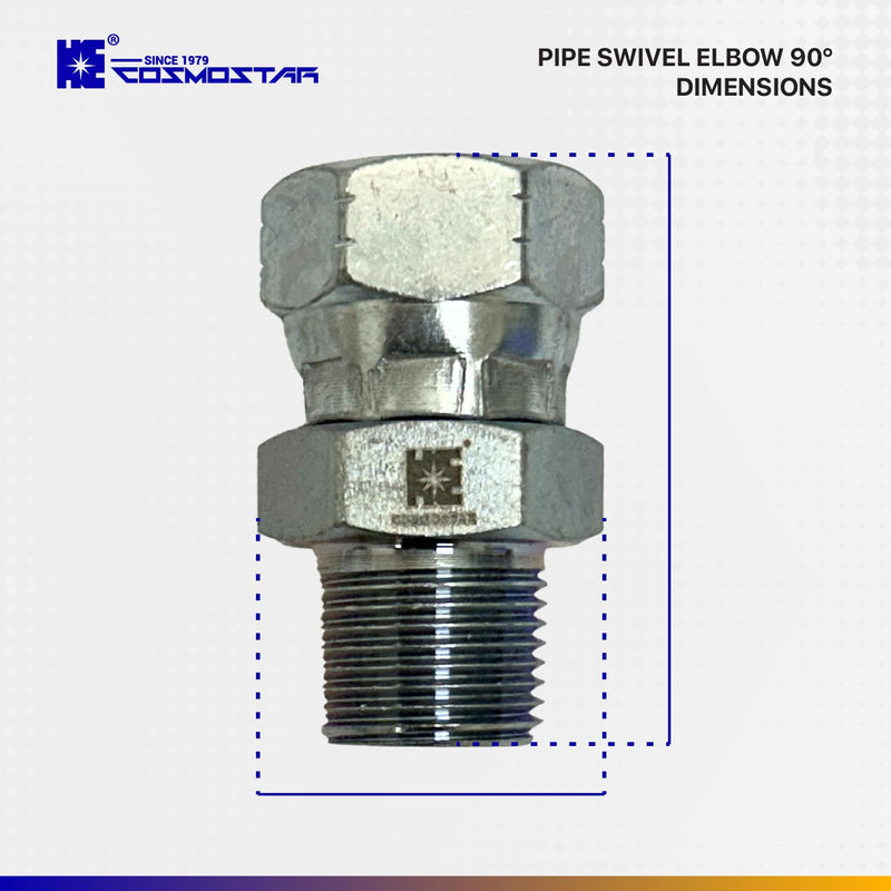 Cosmostar 3/8" NPTF Male x 3/8" NPSM Swivel Pipe Swivel, Hydraulic Adapter 1 3/8" x 3/8"