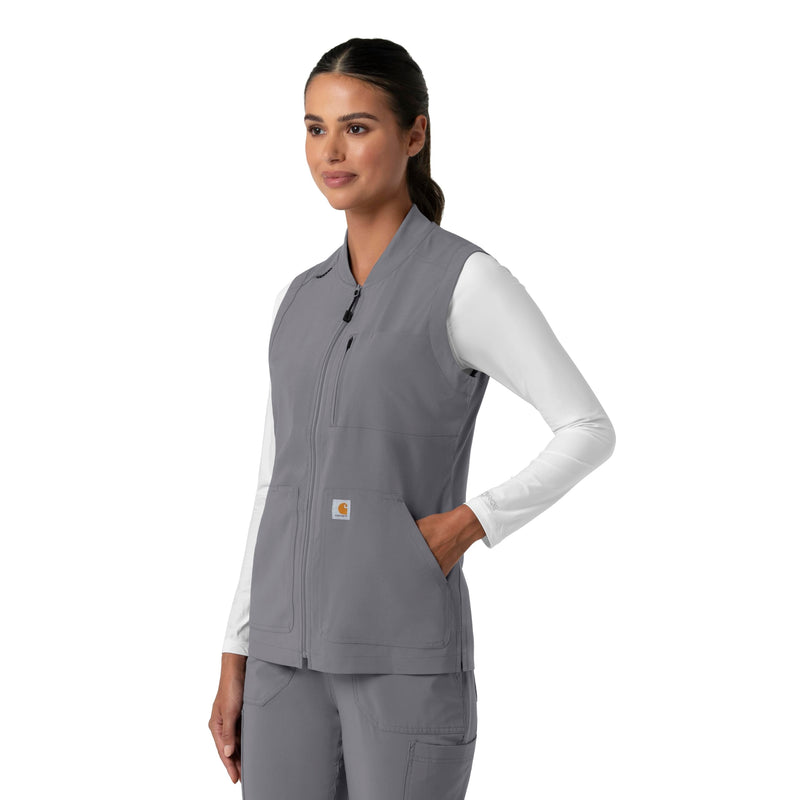 Carhartt Scrubs for Women Force Cross-Flex Lightweight Vest X-Small Pewter