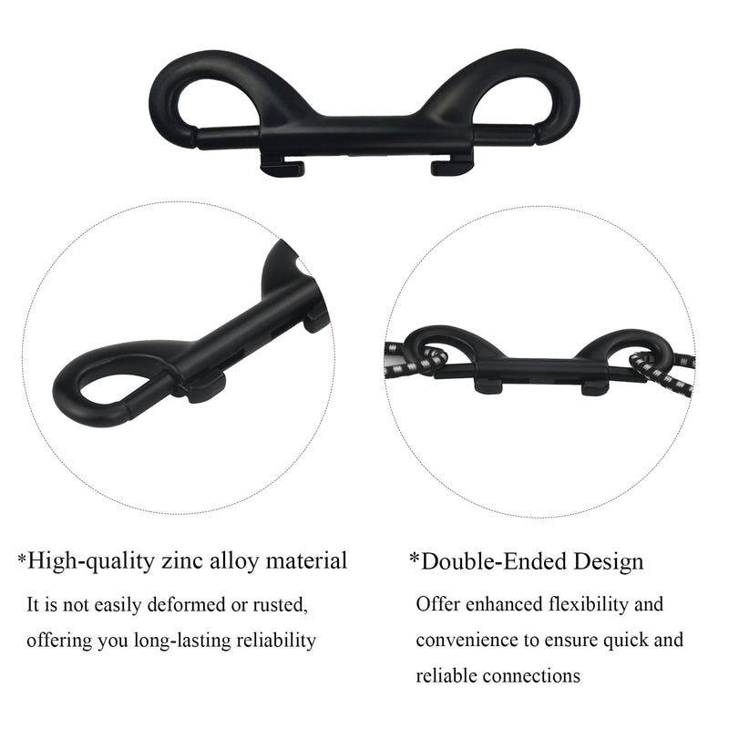 2Pcs 3.5-inch Double Ended Snap Hooks, Black Heavy Duty Double-Ended Bolt Snap Hook Double Sided Clip Zinc Alloy Metal Trigger Clip Snap Hook for Chain Latch Dog Leash Pet Feed Bucket, SATONBEYI 3.5inches-2P