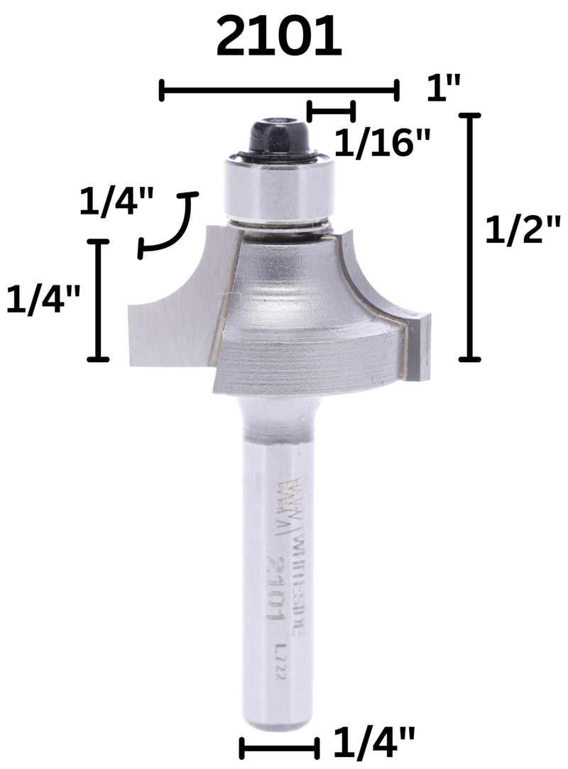 Whiteside Router Bits 2101 Round Over and Beading Bit with Ball Bearing