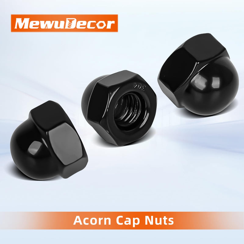 1/4-20 Acorn Cap Nuts, 304 Stainless Steel 18-8, Black Finish, 50 PCS 1/4"-20