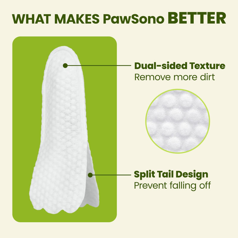 PawSono Ear Finger Wipes Eye Wipes for Dogs & Cats, Thicker Dog Ear Cleaner Wipes, Natural Relief Cat Ear Cleaner Dog, Pet Health Supplies for Dog Kitten Small Animal, Aloe Scent Deodorizing - 100 P 100 Count