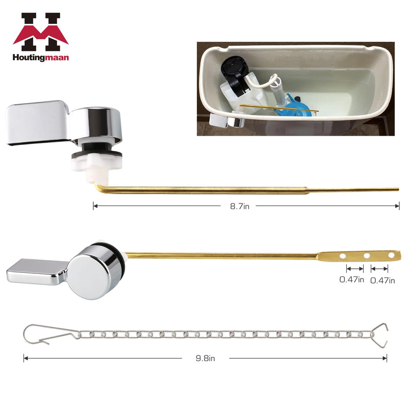 Houtingmaan Toilet Handle Replacement Kit,Toilet Handle Lever for Most Front Mount Toilets, Universal Brass Toliet Flush Handle Lever with Stainless Steel Flapper Chain,Chrome Front Mount-Chrome - NewNest Australia