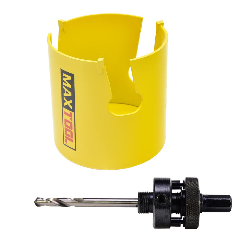 MaxTool 2-3/4" TCT Hole Saw 70mm Carbide Tip Holesaw 2.25" Deep with 5/8-18 Thread Arbor Pilot Drill 3-Piece for Tough Abrasive Material; CT00Y57R248A