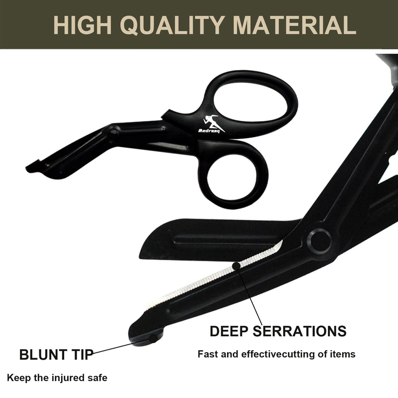 7.5" Black Coated Trauma Shear for Doctors, Nurses, Nursing Students, Paramedics, EMS Professionals, and First Aid Kits,Outdoor Ifak Emergency etc (2-pack, Black)