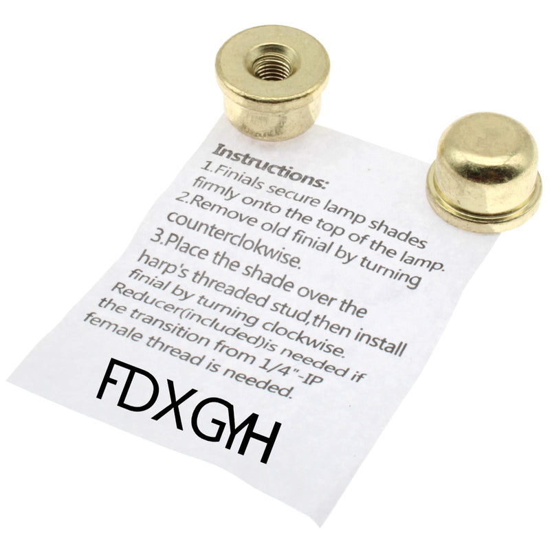 1/4-27 Lamp Finials Caps,FDXGYH 2pcs Solid Lamp Finials Caps Tapped of Tops for Lamp Shade Holder Harp(Gold) Gold