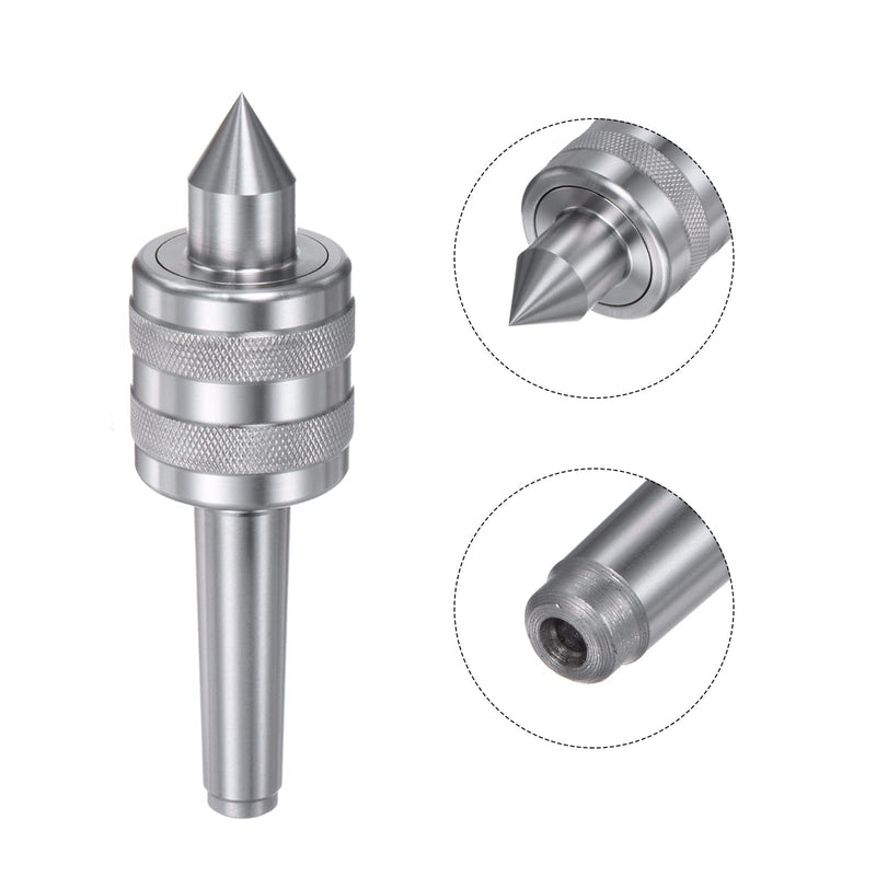 uxcell MT2 Live Center, Morse Taper Precision Medium Duty Rotary Knurling Live Center for CNC Lathe Metal High Speed Turning Revolving Milling
