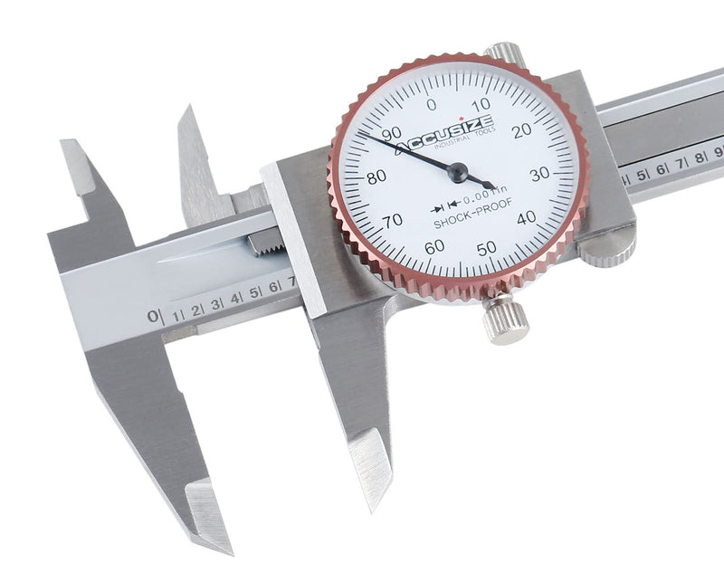 Accusize Industrial Tools 0-4 inch by 0.001 inch Precision Dial Caliper, Stainless Steel, in Fitted Box, P920-S214