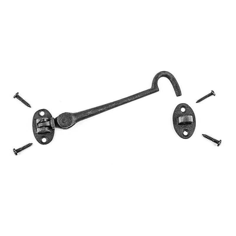 Renovators Supply Manufacturing Door Latch Lock 6 in. Cast Iron Swivel Style Hook and Eye Latch for Door in Oil Rubbed Bronze Finish with Mounting Hardware Pack of 2 6-inch Swivel Hook