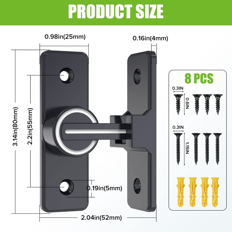 Barn Door Lock Hardware, 90 Degree Heavy Duty Safety Gate Latches Flip Bolt Latch Lock, Barn Sliding Door Latch Suitable for Garden, Bathroom, Outdoor, Window (Luminous-2PCS) Luminous-2PCS