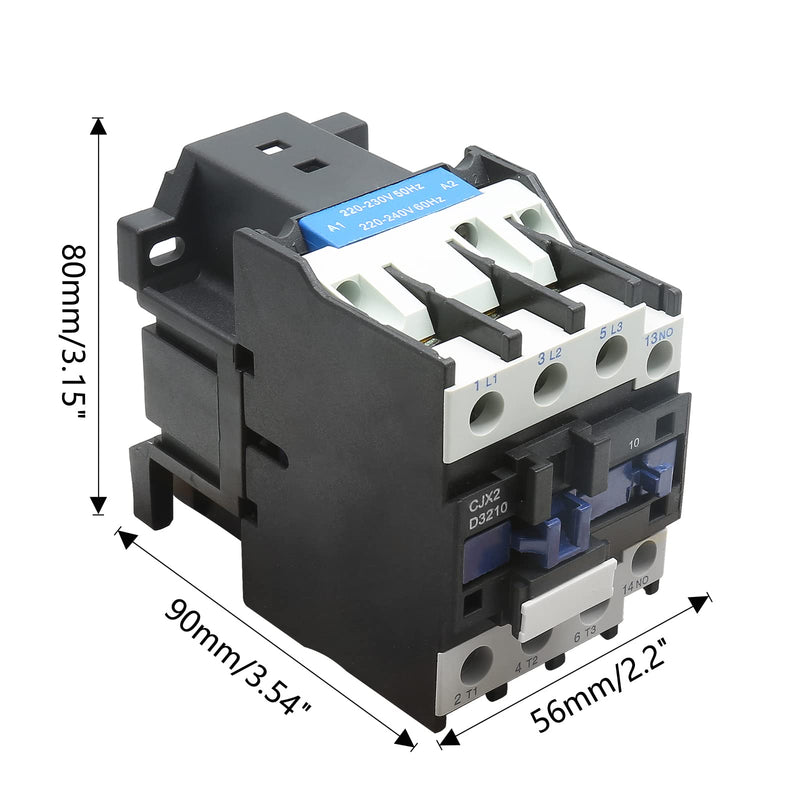 AC Contactor CJX2-3210 Coil 220V 32A 50/60Hz 3 Phase 1NO (Normally Open) Motor Contactor CJX2-3210, 220V