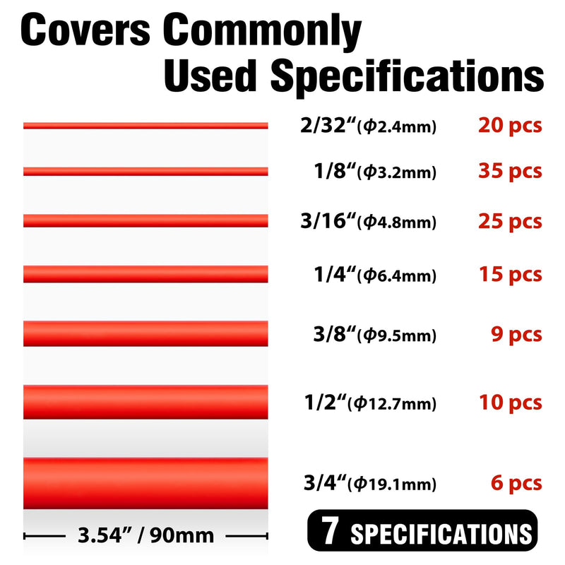 Sanuke Heat Shrink Tubing Kit 3:1 Ratio - Super Strong Adhesive Lined, Marine Grade Shrink Wrap - Industrial Heat Shrink Tubing - Red 120 PCS Red - 7 Sizes