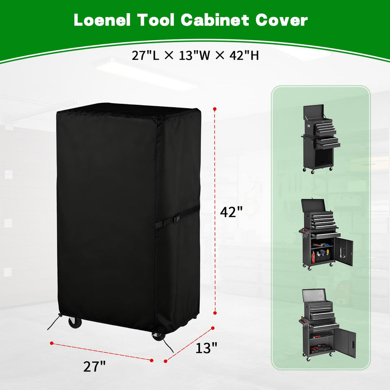 Tool Cabinet Cover for Omelaza/AIRAJ Tools Chest, Waterproof | Tool Box Cover for 8 Drawers Rolling Tools Cabinet-27"L x 13"W x 42"H 27"L x 13"W x 42"H