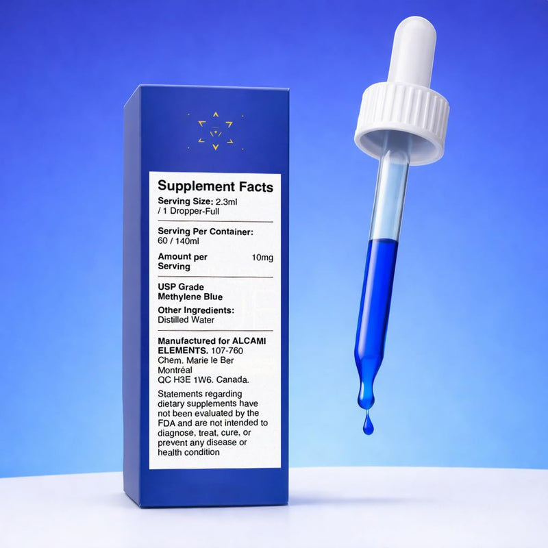 Methylene Blue 99.9% Pure Pharmaceutical Quality - Supports Energy, Focus & Cognitive Function - Third Party Tested, Formaldehyde & Metal-Free - 1% USP Grade Drops - 60 Servings