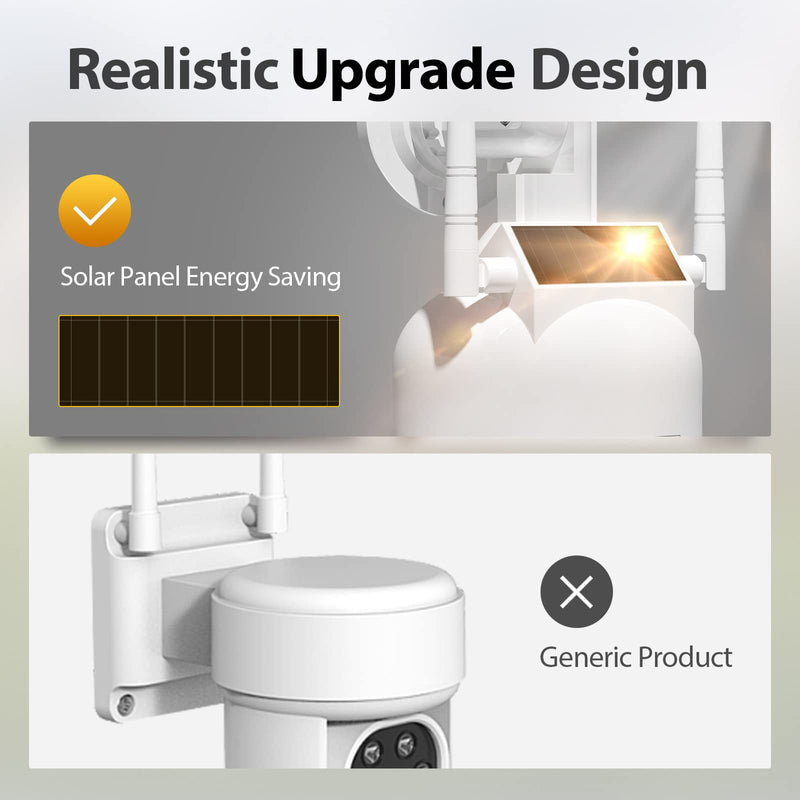 BNT Solar Dummy Fake Camera Security Outdoor, Solar Powered Simulated Surveillance Cameras with 1 Flashing Red LED Light/CCTV Sticker, Fake Dome Camera for Home.(Battery not Included) white 1pack