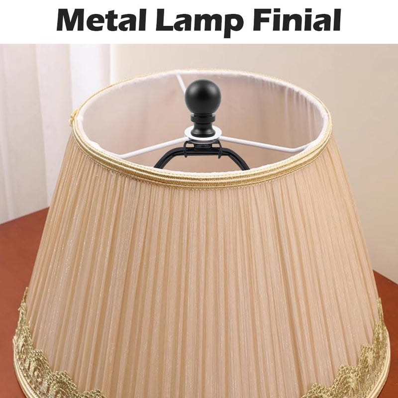 8 Inch Lamp Harp, Black 2 Set Lamp Harps and Finial, Metal Lamp Shade Harp Holder, DIY Detachable Lampshade Bracket Adapter Hardware, Replacement Table & Floor Light Accessories Parts Repair 8inch Metal Finials
