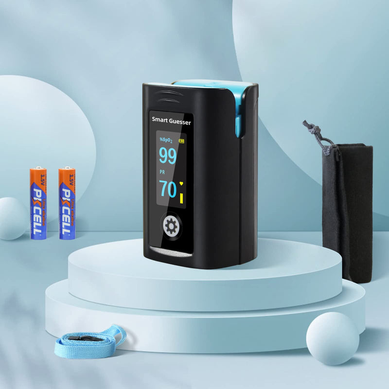 Pulse Oximeter Fingertip, Oxygen Meter Finger Pulse Oximeter with OLED Screen, AAA Batteries and Protective bag Included, Blue