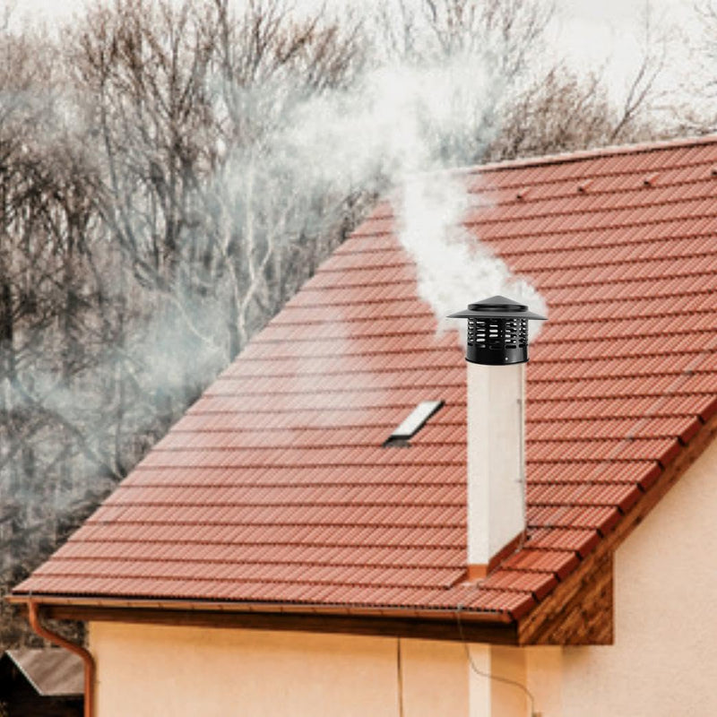 Cone Top Chimney Cap, Chimney Cover Cap Outside Roof Fireplace Screen Cover Exterior Stove Pipe Topper (Black, 8 in)