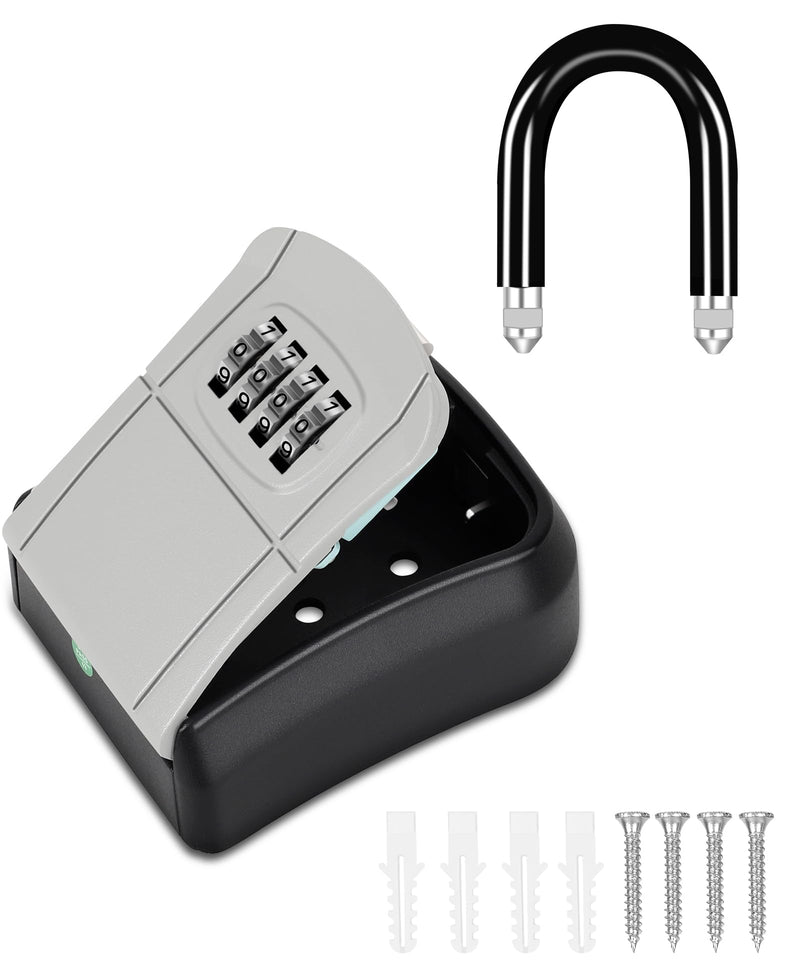 Portable Key Lock Box,Key Holder Safe Security Lock Box for Indoor, Outdoor, Garage, Garden, Store (1, Grey) 1