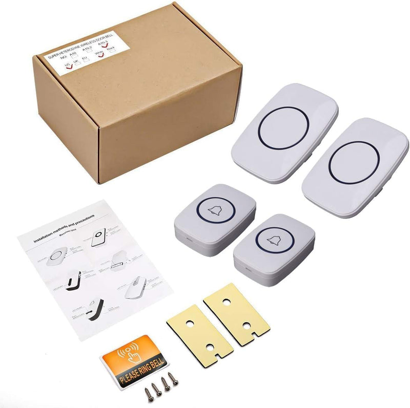 SadoTech Wireless Doorbells for Home - Adjustable Volume with 52 Chimes, 1000Ft Range, Easy Installation, Weatherproof Wireless Doorbell w/LED Flash, White