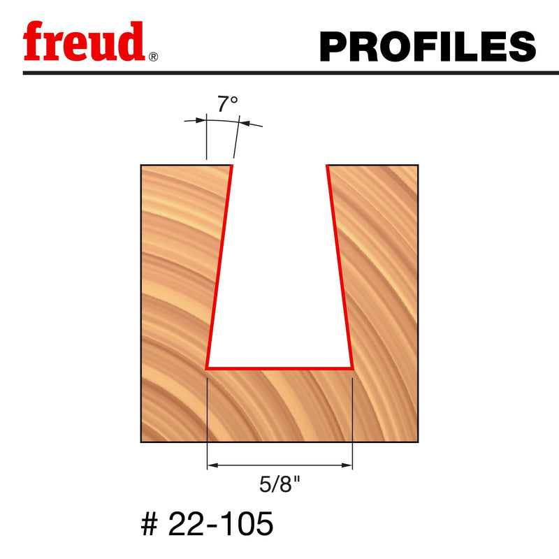 Freud 22-105: 5/8" (dia.) Dovetail Bit with 1/4" shank, 2-1/8" overall length
