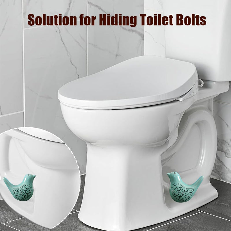 2Packs Bird Toilet Bolt Covers Decorative, Ceramic Birds Toilet Bolt Caps Decorative, Toilet Screw Cover Caps, Toilet Caps for Bottom of Toilet, Easy Installation Bathroom Replacement Parts (BLUE) Blue