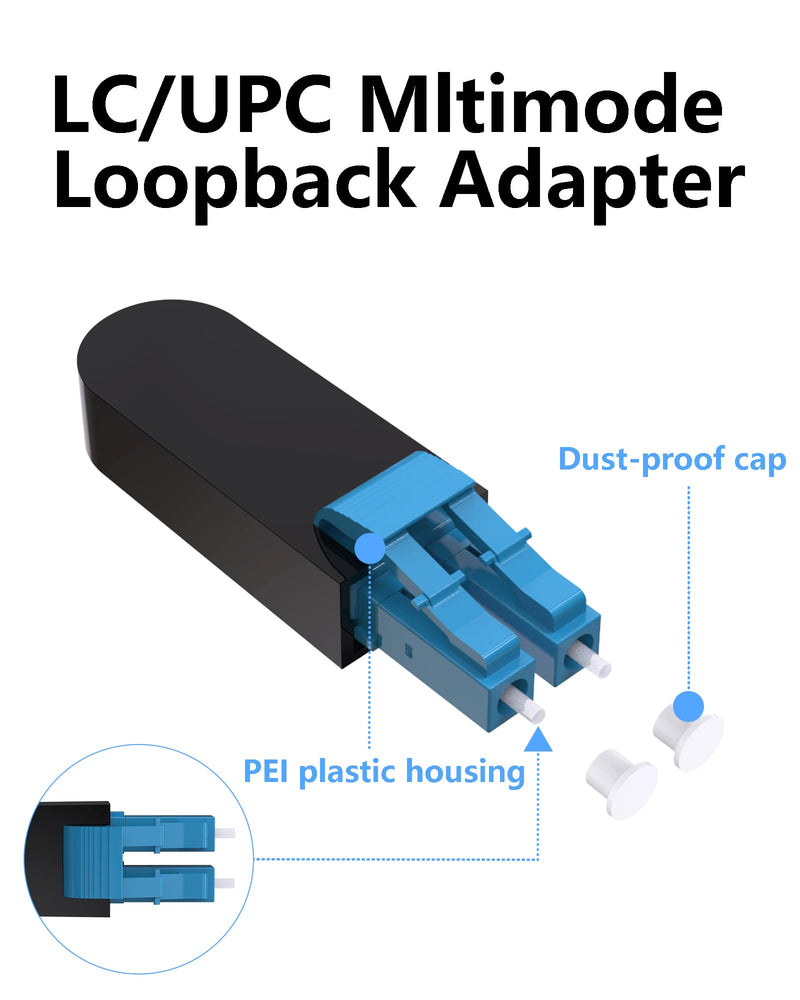 5 Pack Single Mode LC/UPC Fiber Optic Loopback Adapter Test Plug, OS2 9/125 Standard Duplex LC Connector for Network Troubleshooting SingleMode 5