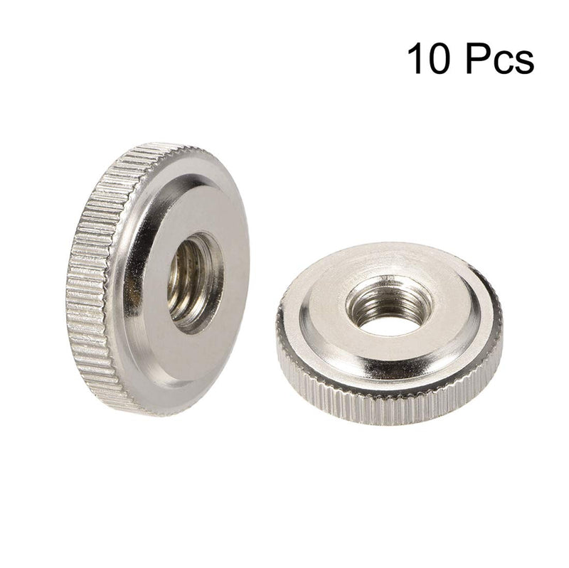 uxcell Round Knurled Thumb Nuts Conector Lock Adjusting Nuts, M10 Female Threaded Thin Type, Nickel Plated, Pack of 10