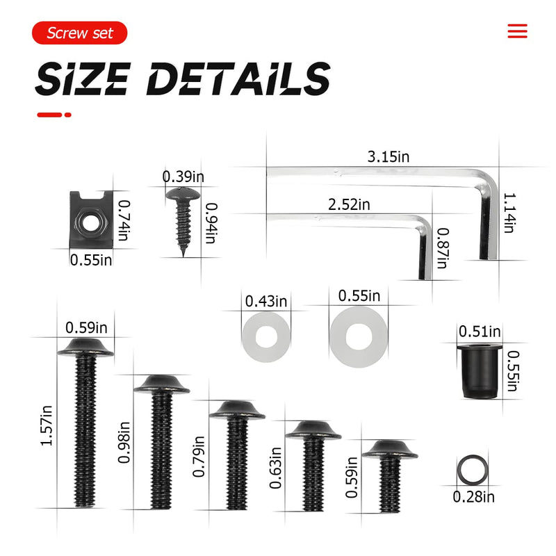 Motorcycle Fairing Bolt Kit, 177pcs M5 M6 Motorcycle Windscreen Screws, Aluminum Fasteners Fairing Bolts Nut Clips Kit, Mounting Kits Washers Nuts Screws Assortment for Sport Bikes (Black) Black