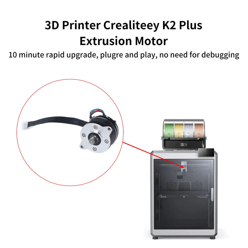 FYSETC 3D Printer Accessories for K2 Plus: Original Extruder Motor 35mm Round Pancake Stepper E-axis with 12 Teeth Shaft Gear Drive Board Connected Cable for K2 Pro FDM Printing Project
