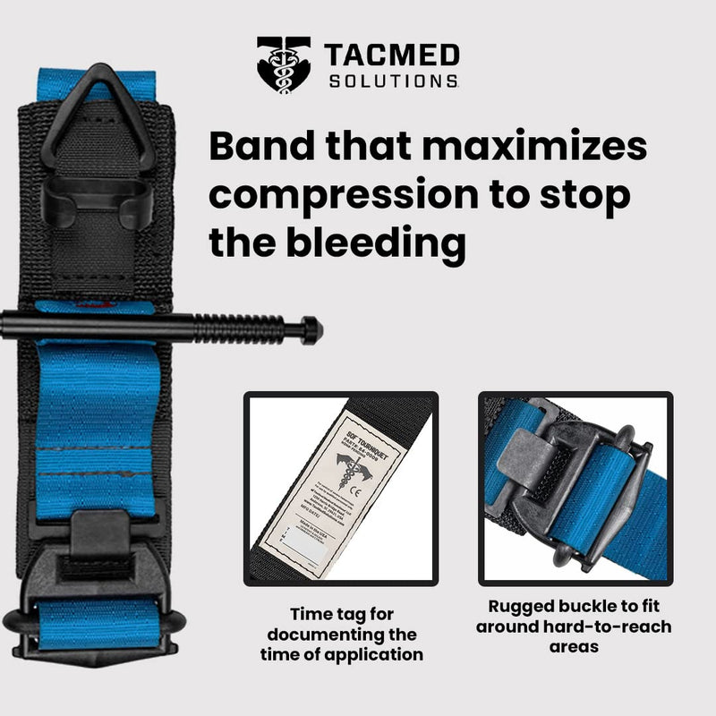TacMed Solutions SOF Tourniquet (Generation 5) - Blue, Military-Grade Combat Application Tourniquet for Severe Bleeding Control, Essential First Aid for Tactical, Emergency, and Civilian Use