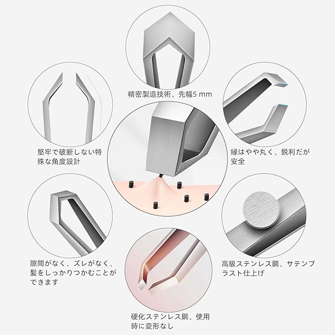 AUSOMTEK Beard Tweezers, Beard Remover, Tweezers, Gray Hair Removal Tweezers, Stainless Steel Fine Hair Tweezers, Eyebrow Tools, 5mm Precision Tip Width, Cyan PU Case (1 piece) - NewNest Australia
