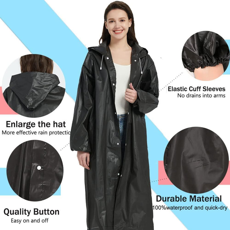 Rain Ponchos for Adults(2-5pcs),Lightweight Rain Coat,Raincoat for Women Men Raincoat One Size Black 5pcs