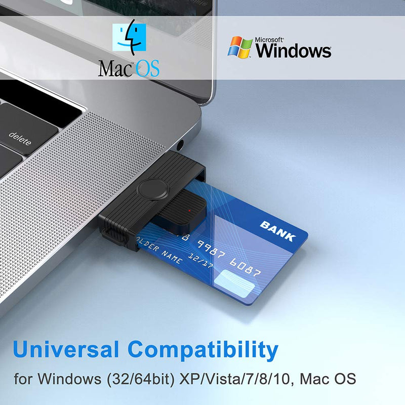 CAC Reader, DOD Military USB Common Access CAC Card Reader, Smart Card Reader Compatible with Windows, Mac OS and Linux