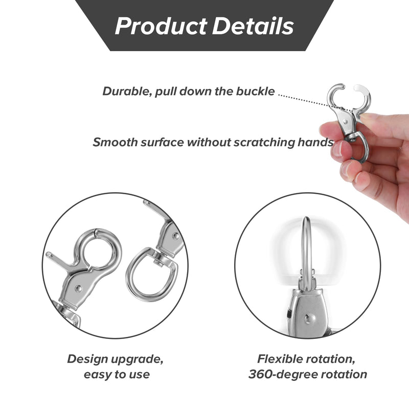 10PCS Trigger Snap Hooks, Heavy Duty Swivel Snap Hook Metal Clasps Lanyard Clips 360 Degree Swivel Spring Buckle for Dog Leash Keychain Flag Pole Bird Feeders