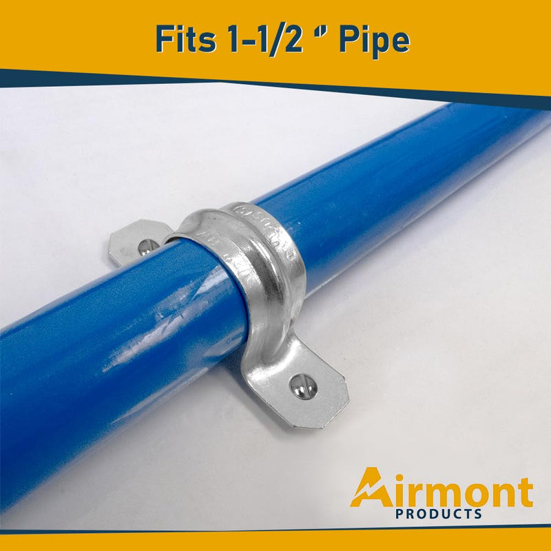 (Pack of 10) AP-10454, 1-1/2 Inch Two Hole Snap On Pipe Strap for EMT Conduit Installation, Reinforced Rib for Extra Strength, Galvanized Zinc Plated Metal, Tension Clamp for Easy Snap-On 1-1/2" Trade Size