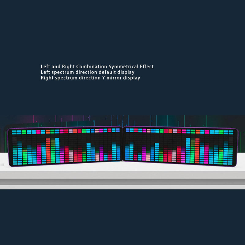 Music Spectrum Display Analyzer, RGB Colorful 1624 Segment Rhythm Light Level Voice Sensor, Clock Display, 384 LEDs 20 Dynamic & 7 Color Effect Display, Home Ambient Lights
