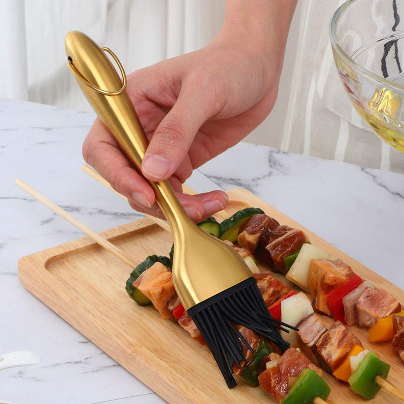 Stainless Steel 2pcs Steaming Tray Set, With plate tongs , oil brush tool，Folding handle，Chinese Liangpi Making Tools Set, For Cold Noodle，Steamed Rice，Steamer Pan Round Cake Fruit Tray (Gold) Gold