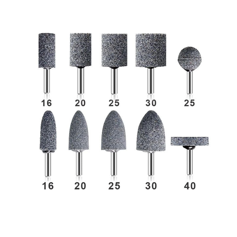 dophee 10Pcs Various Shape Aluminum Oxide Abrasive Mounted Grinding Stones Rotary Grinding Bits with 1/4" Shank for Electric Rotary Tools Drill Grinder