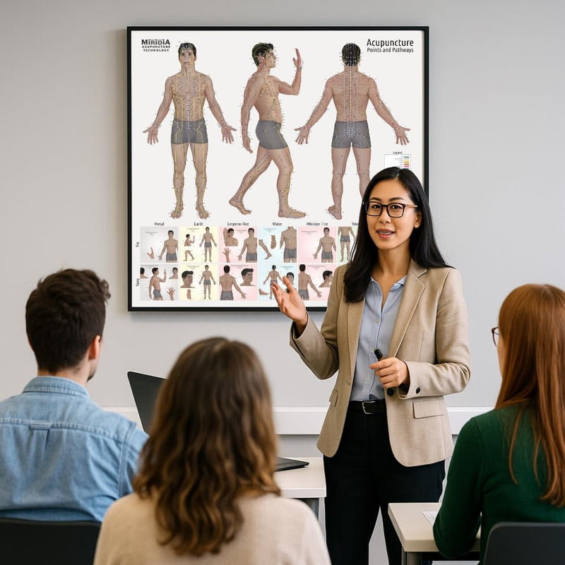 Miridia Acupuncture Chart - Huge Laminated Anatomical TCM Meridian & Points Poster - Clinic/Study Use - Accurate Acupuncture Point Chart - Clear Labels - Comprehensive Meridian System - 36x36, Male 36"L x 36"W