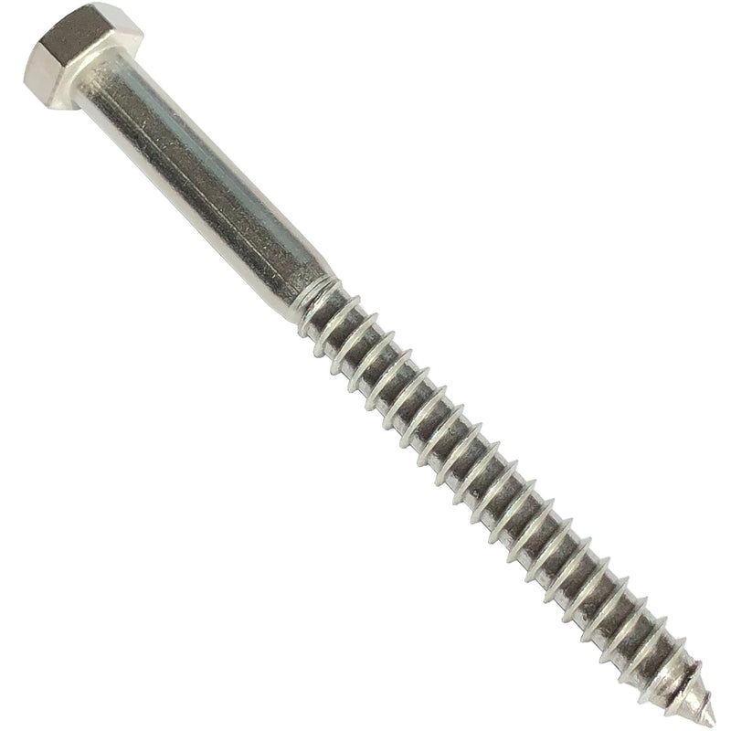 1/2" X 6" - 304 Grade Stainless Steel lag Screws, Hex Head Fasteners, Stainless Steel Screw. Use as Construction, Wood, Metal, lag Screw or mounting Screws Fasteners lag Bolts. Heavy Duty Screws. (5)