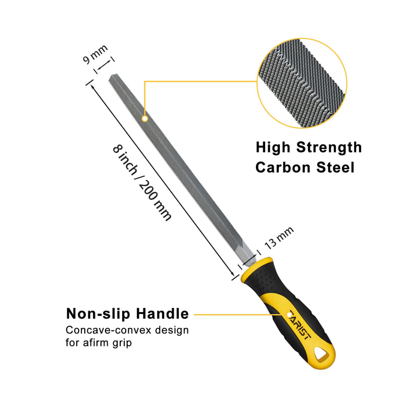 8 inch Triangular Metal File, Professional Carbon Steel file, Tool Sharpener for Professionals and DIY 8 inch