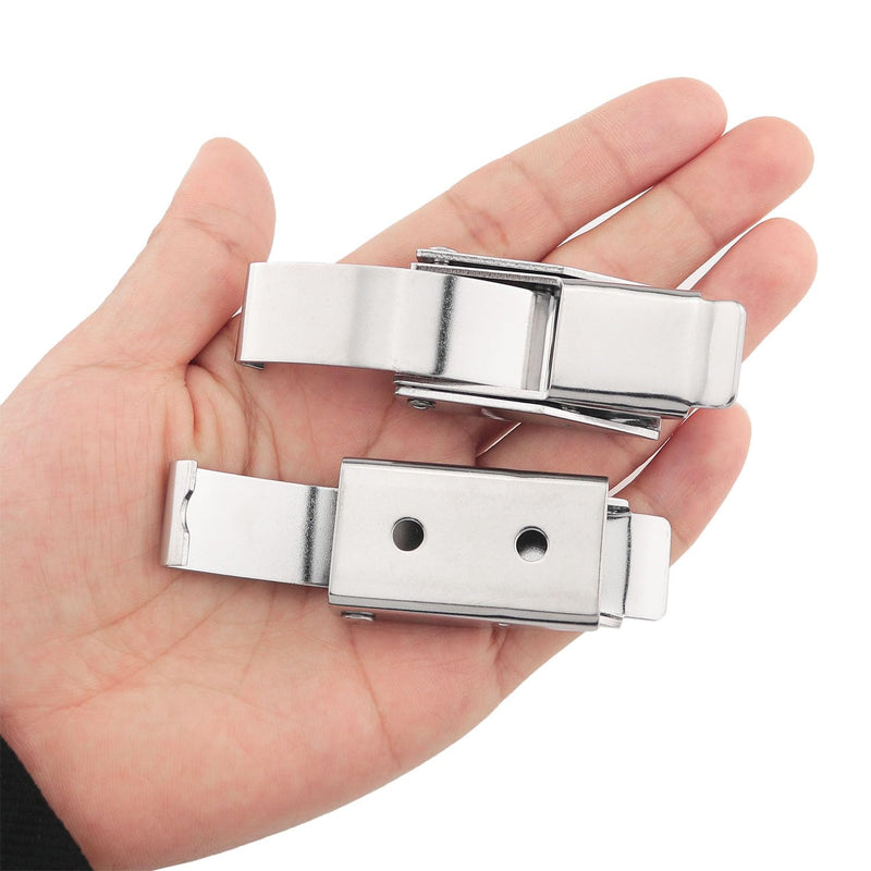 2PCS Small 304 Stainless Steel Draw Toggle Latch Spring Toggle Lock Buckle Spring-Steel Hook with Screws S(72mm)