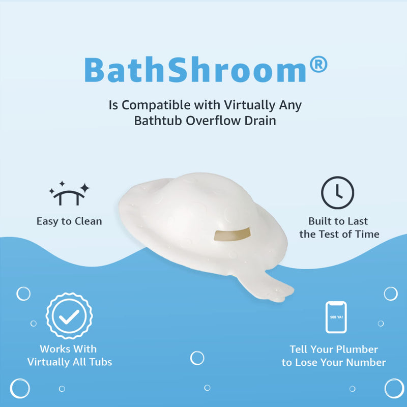 BathShroom Bathtub Overflow Drain Cover - Bath Tub Overflow Cover, Bathroom Spa Accessories, Adds Inches of Water for Deeper & Warmer Bath