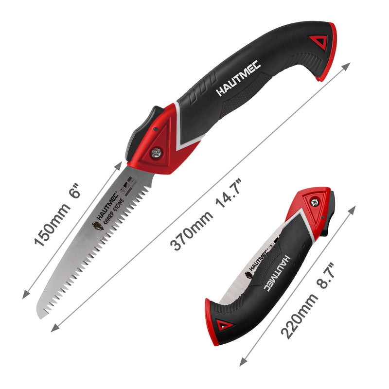 HAUTMEC 6" Folding Saw Pruning Saw, Pro Folding Saw of Sharp Stone Serie, SK5 Foldable Blade Triple-cut Teeth, for Wood Cutting, Garden Camping, Landscaping, Tree Trimming HT0303 6 inches for sprigs