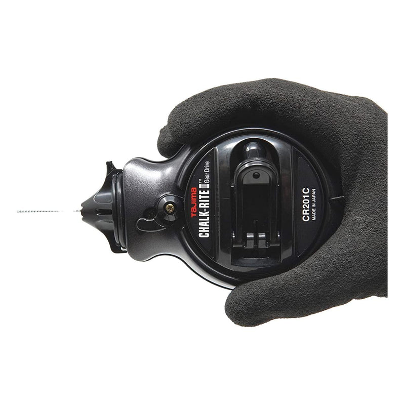 Tajima Chalk Line - Chalk-Rite II Chalk Box with Extra Bold 1mm Snap Line & Five Gear Quick Retrieval - CR201C-CPI Charcoal