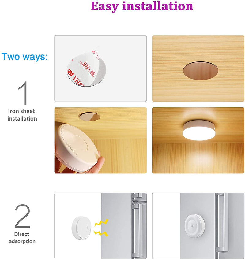 Rechargeable Motion Sensor Light 1000mAH LED Puck Lights, Stick Anywhere Light, Cordless Closet Light, Automatic Under Cabinet Lighting for Counter,Pantry,Wardrobe,Hallway,Stairs,Warm White 3 Pack Warm White