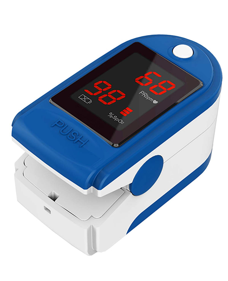 Concord Basics Fingertip Pulse Oximeter - Blood Oxygen Saturation Monitor with Carrying Case, Batteries, Silicone Cover & Lanyard - Easy to Use, Accurate SpO2 & Pulse Measurement (Blue)