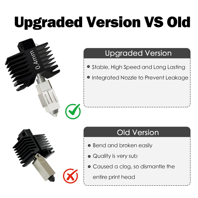 HzdaDeve Upgraded 2PK 0.4MM X1C/X1/X1E Hotend Hot End Full Assembly Print Head Hardened Steel Nozzle Extruder Ceramic Heater Cartridge Rod Thermistor Kit Replacement for Bambu Lab X1 Combo Series 0.4MM X1C Hotend